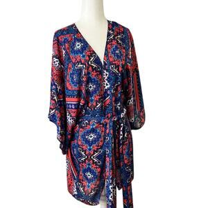 Women’s vintage Show me Your Mumu swim cover  wrap red blue kimono size small